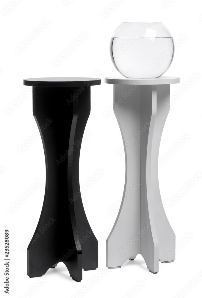 Empty aquarium on stand against white background Empty aquarium on stand against white background