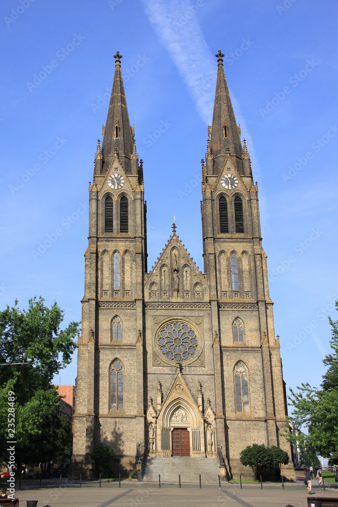 Prague's gothic St. Ludmila Cathedral