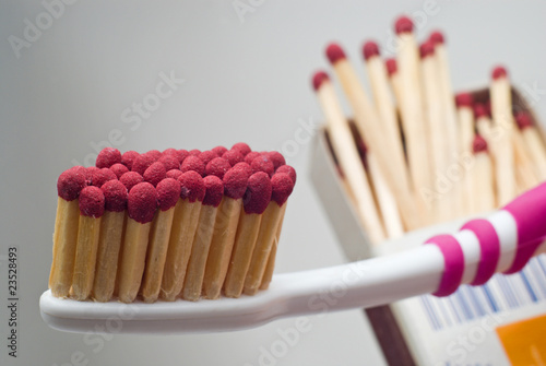 Extremely flamable toothbrush and matchbox