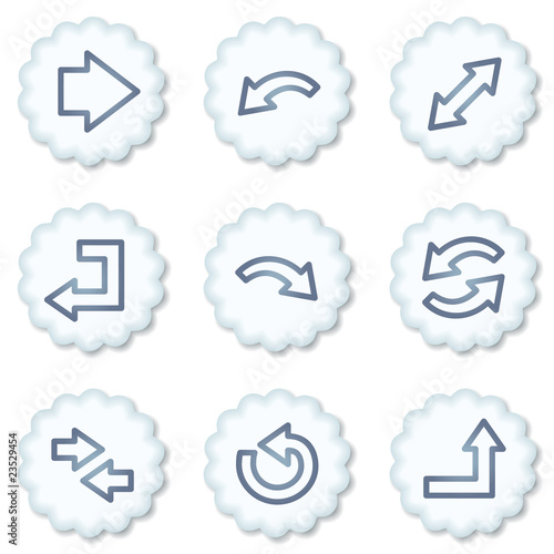 Arrows web icons set 1, white buttons