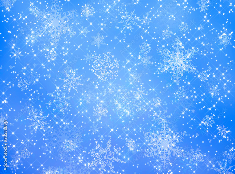 Blue and white snowflake pattern