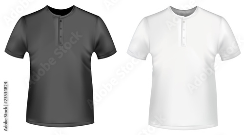 White and black polo shirts. Photo-realistic vector.