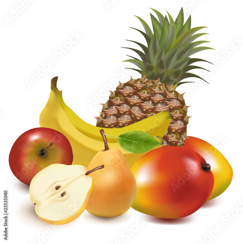 Photo-realistic vector illustration. Big group of fruit.