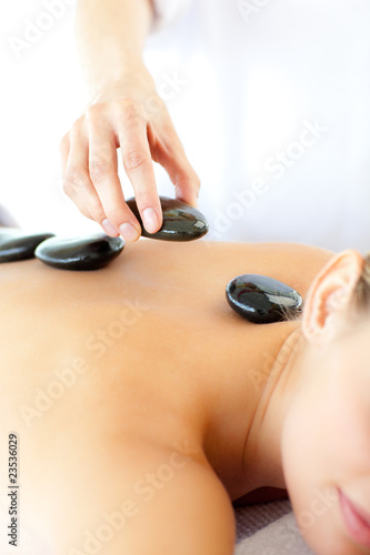 Delighted woman having a massage