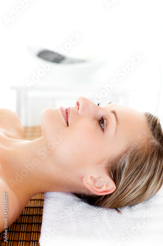 Portrait of a smiling woman having a massage