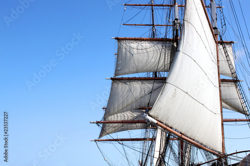 Vintage sails isolated with background of sky