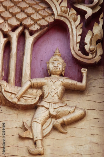 art carving on window of Wat Nong Don  Borabue  Mahasarakam