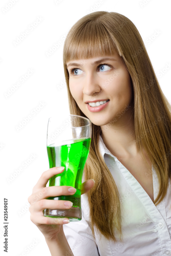beautiful woman with glass soda smiling isolated beautiful woman with glass soda smiling isolated