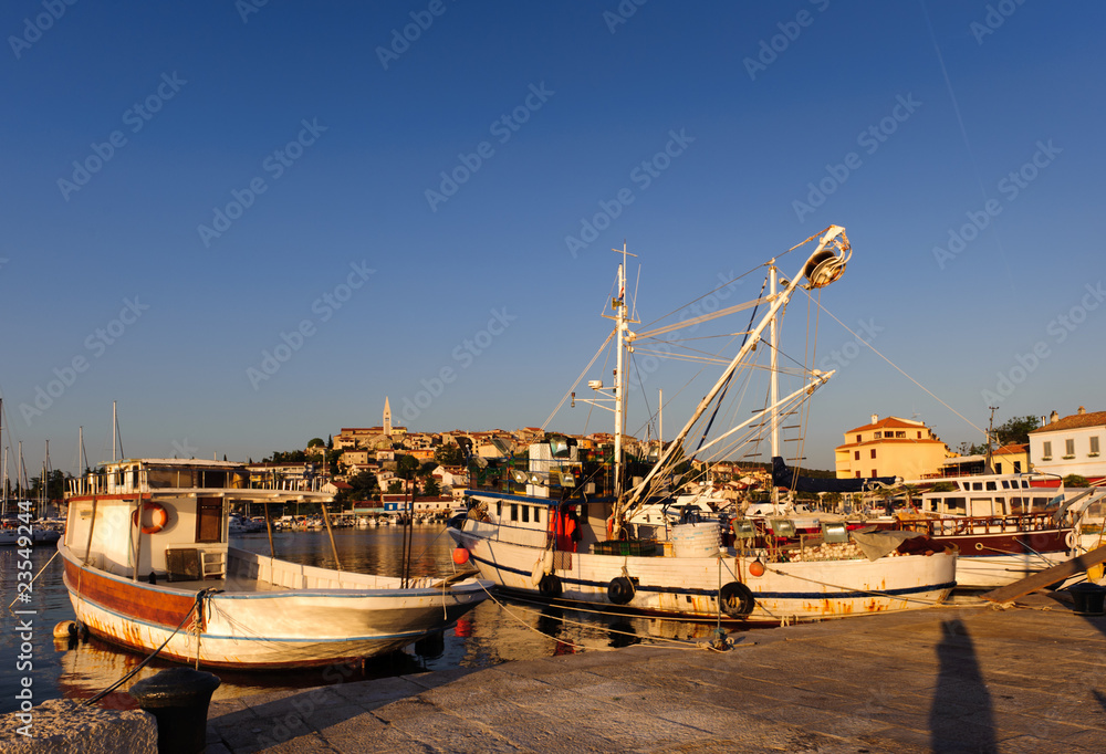 Naklejka premium Fishing boats in Adriatic sea port of Vrsar, Croatia