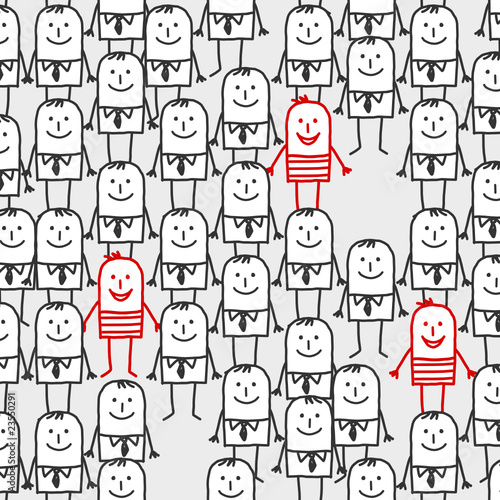 cartoon crowd - seamless pattern