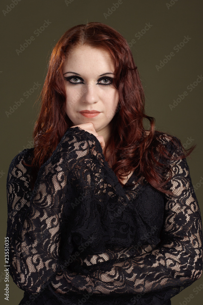 Goth girl in long dark dress stay Goth girl in long dark dress stay