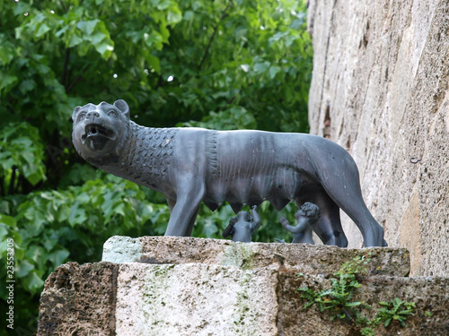 a she-wolf suckling the infants Romulus and Remus. Chiusi photo