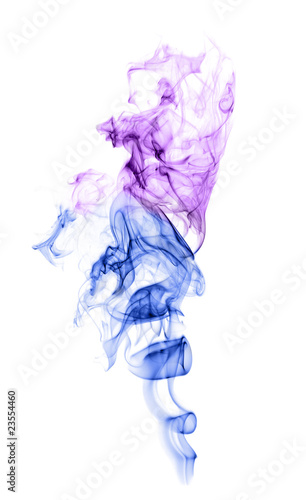 Colorful smoke isolated on white