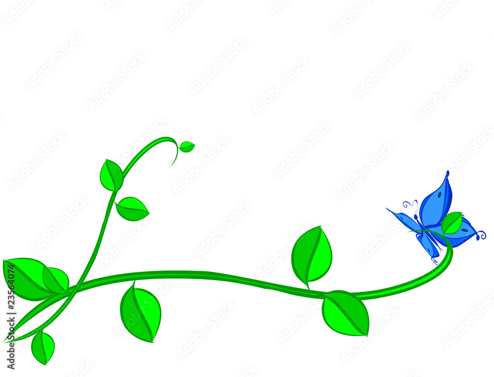 farfalla blue su pianta con tracciato di ritaglio