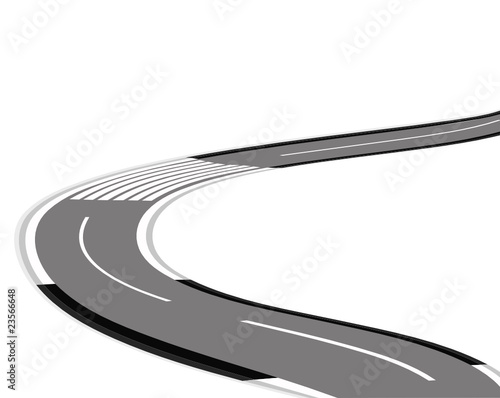 Twisting road over white background