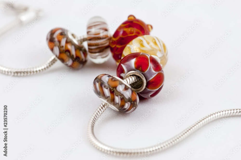 red beads on a bracelet