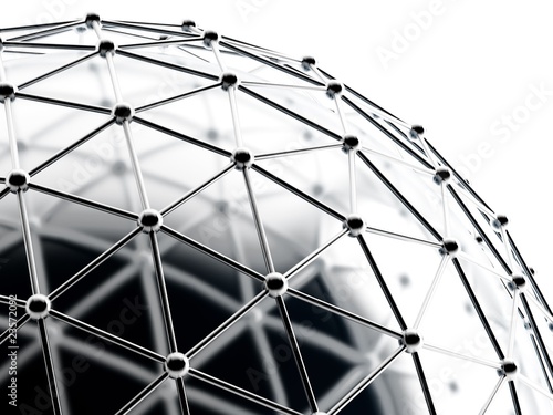 silver spheres connected with tubes