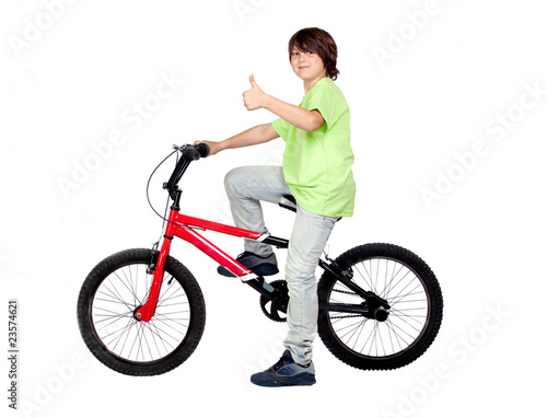 Funny child practicing bike