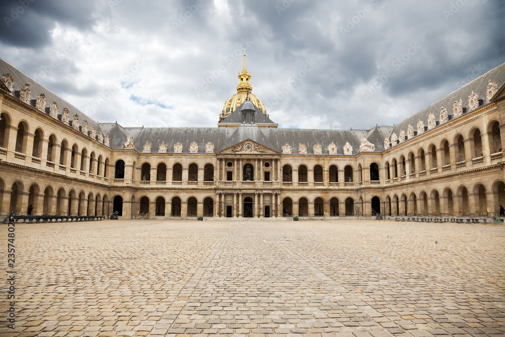 Great Courtyard of Les Invalides complex, Paris. France