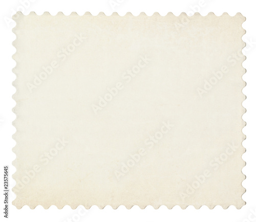 Blank post aged stamp isolated on white. Scanned, With clipping