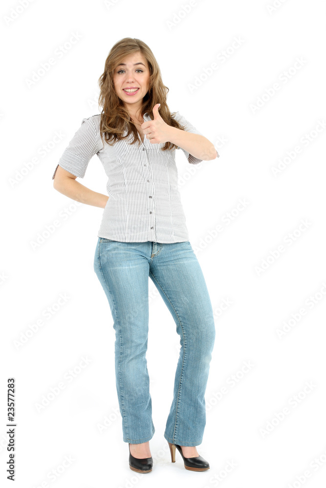 thumbs up - young woman showing thumb thumbs up - young woman showing thumb