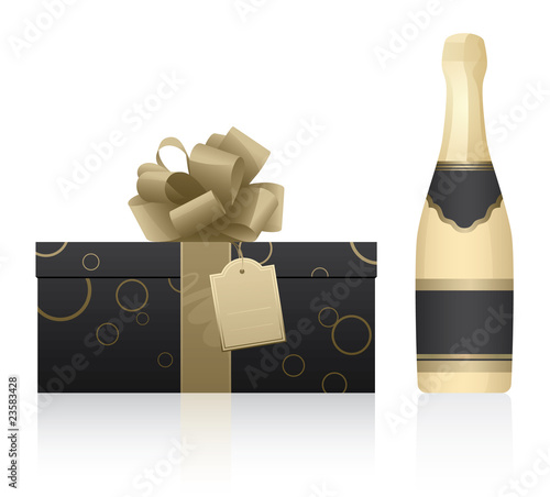 Beautiful present and bottle of champagne
