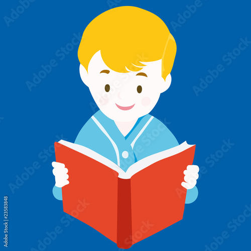 Child Reading Book - Vector