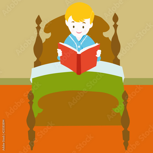 child Reading Book - Vector
