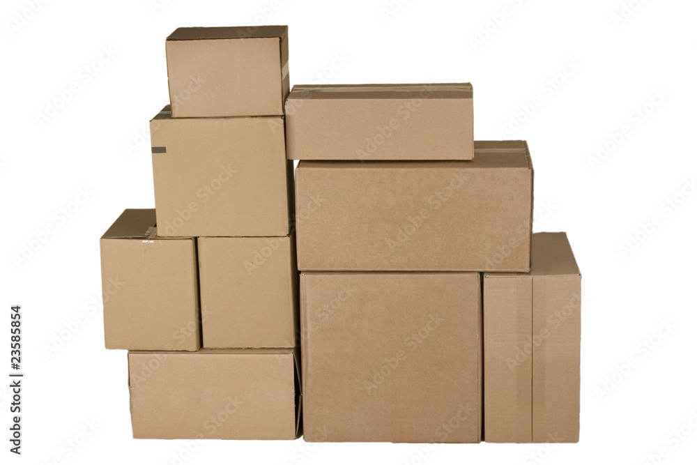 different cardboard boxes arranged in stack different cardboard boxes arranged in stack