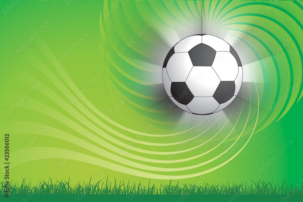 Naklejka premium Soccer ball and green design background