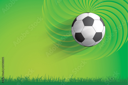 Soccer ball and green design background