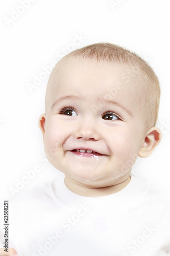 Cute Little Boy taken closeup on white