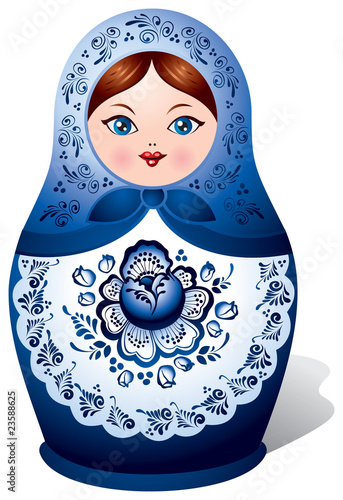 Matryoshka with Gzhel ornament