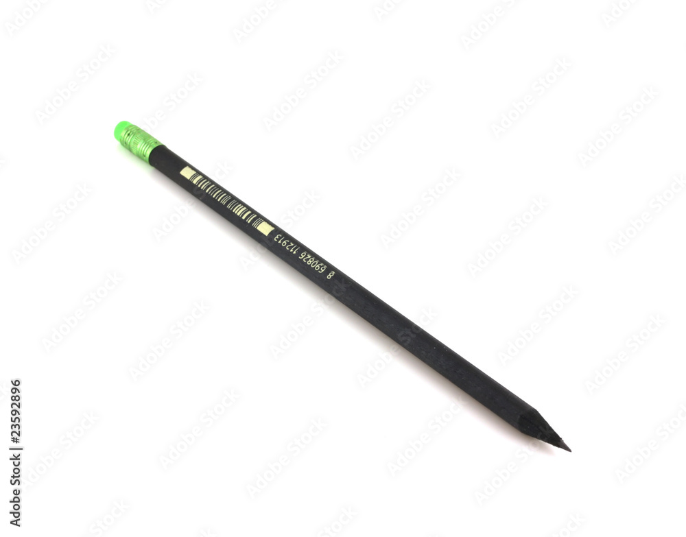 Black pencil with eraser. Black pencil with eraser.