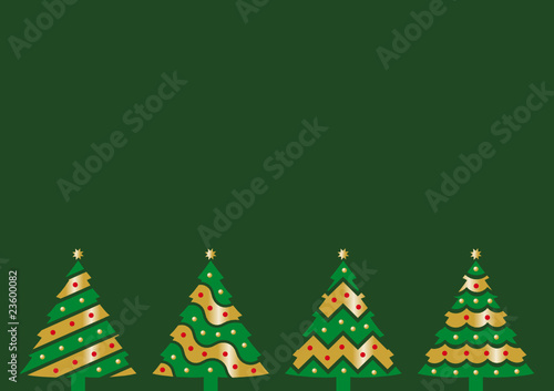 tarjeta 4 árboles de navidad verde