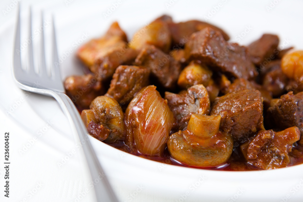 Braised beef with mushrooms and onion Braised beef with mushrooms and onion