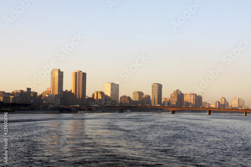 Sunset Cairo from the river Nile bridge