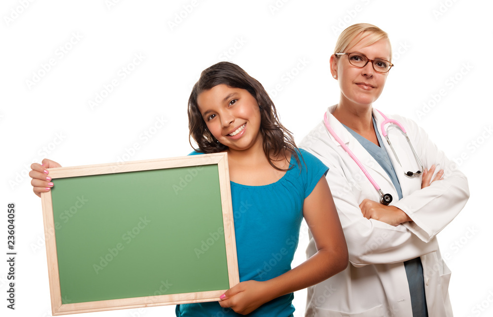 Pretty Hispanic Girl Holding Blank Chalkboard Pretty Hispanic Girl Holding Blank Chalkboard