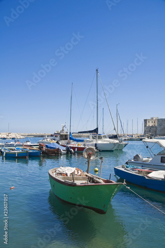Boats moored in Giovinazzo port. Apulia.