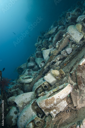 The remains of the cargo of the sunken Yolanda ship.