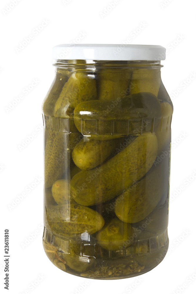 jar of pickled cucumbers isolated on a white background jar of pickled cucumbers isolated on a white background