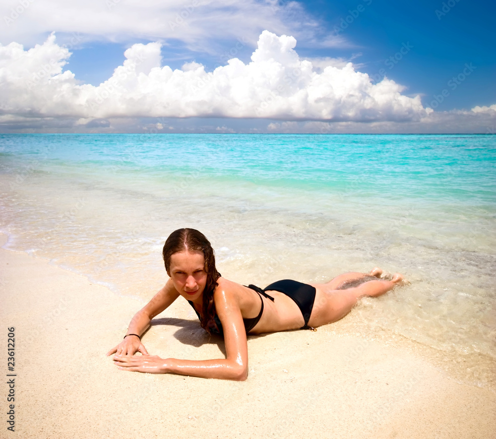Girl on the beach. Phi Phi island. Thailand
