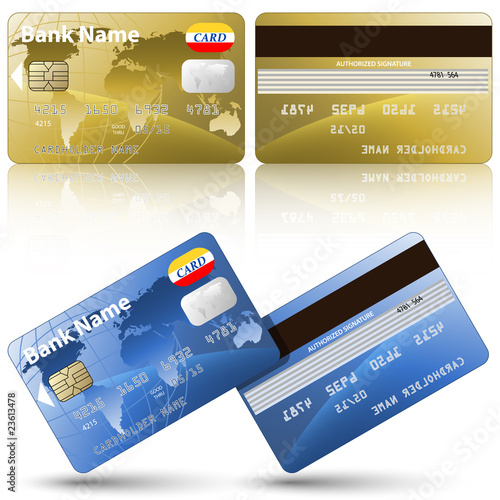 Vector credit cards, front and back view