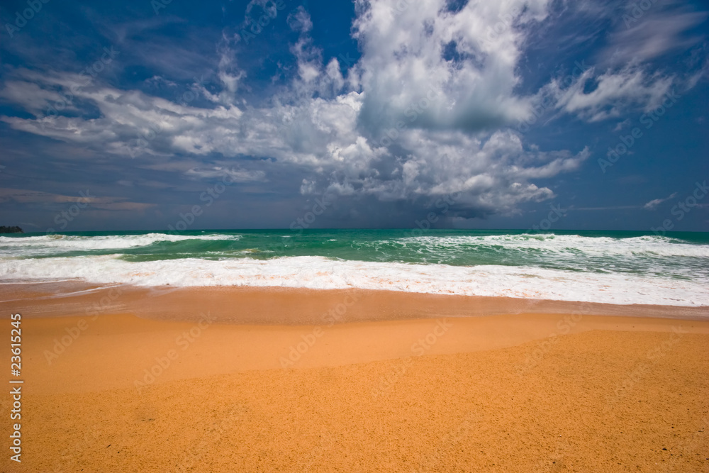 Tropical beach under blue sky. Thailand