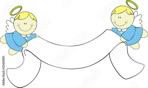 baby angels with ribbon banner