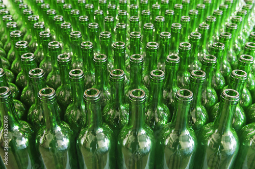 Green glass wine bottles