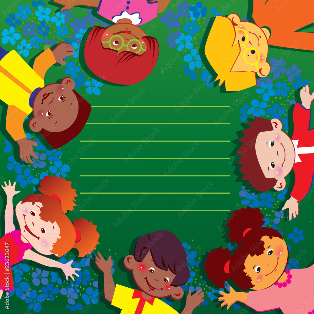 Fototapeta premium Kids frame. Place for your text. Happy childhood.