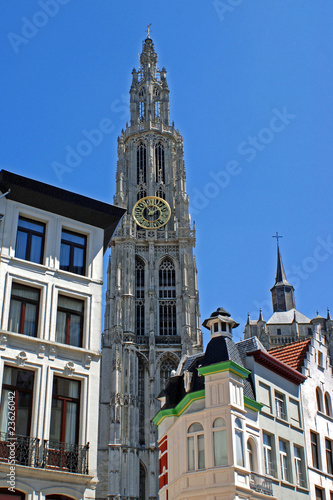 Mittelalterliche Architektur mit Kathedrale in Antwerpen