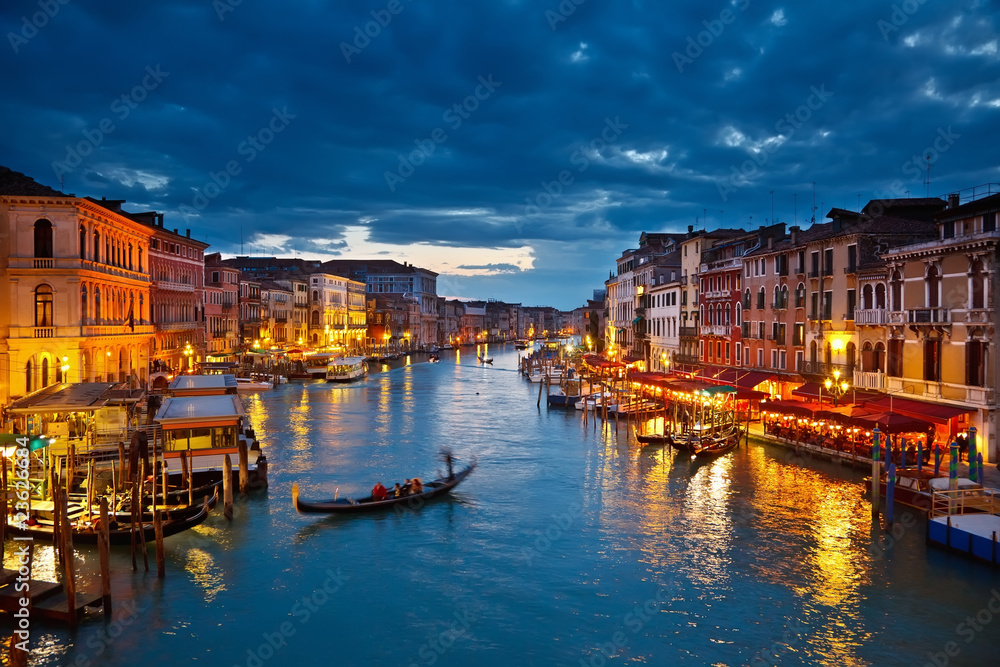 Obraz premium Kanał Grande w nocy, Wenecja