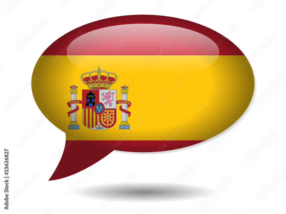 Fototapeta premium Spanish Flag Speech Bubble Icon (Spain España Web Button)